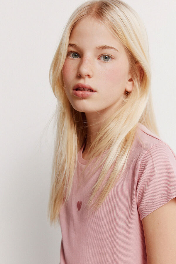 Springfield Kids Rebrasta majica kratkih rukava za devojčice Roze