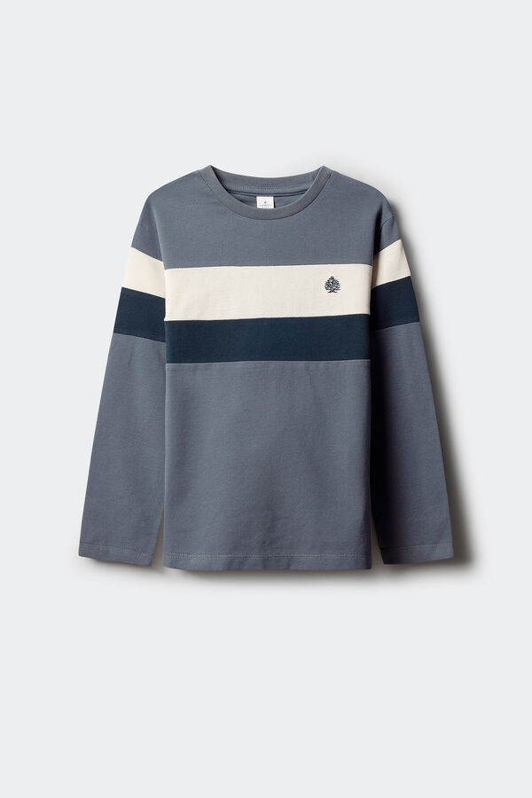 Springfield Kids Camiseta tricolor de manga comprida para menino azul