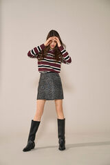 Only Strick-Poloshirt mit Streifen mit Print