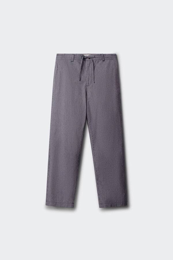 Springfield Cal&ccedil;as chino em linho &agrave;s riscas straight fit azul