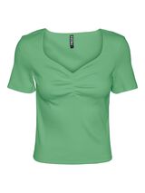Springfield Ribbed top with short sleeves and V-neck. green