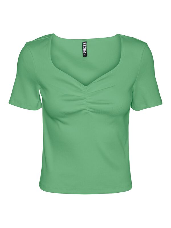Springfield Ribbed top with short sleeves and V-neck. green