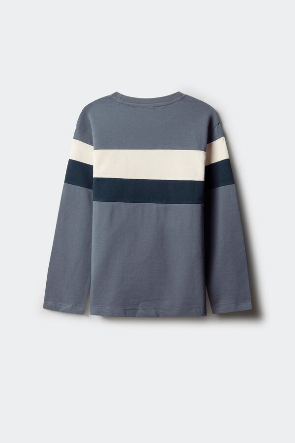 Springfield Kids Camiseta tricolor de manga comprida para menino azul