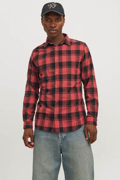 Jack & Jones Kariertes Slim-Fit-Hemd Rot