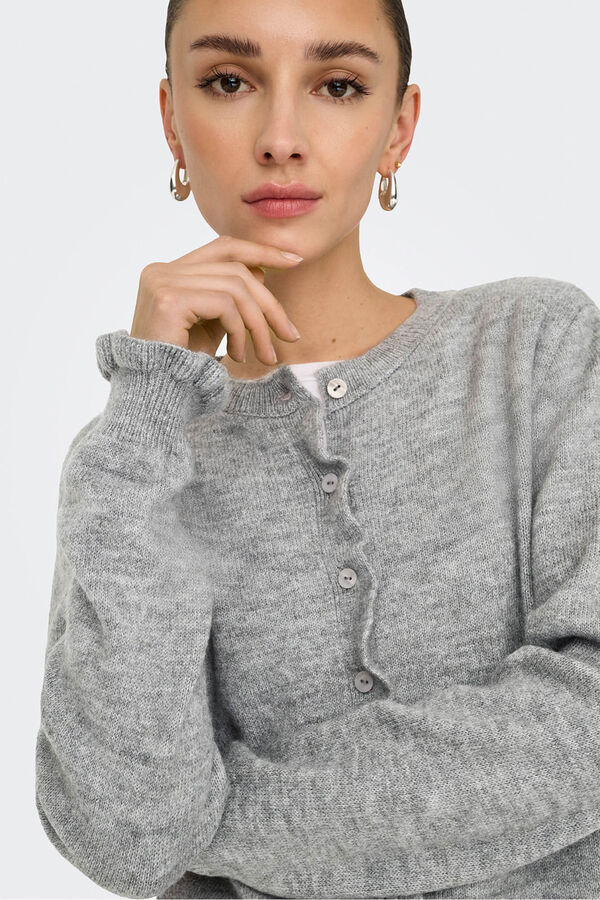 JDY Buttons fastening cardigan grey