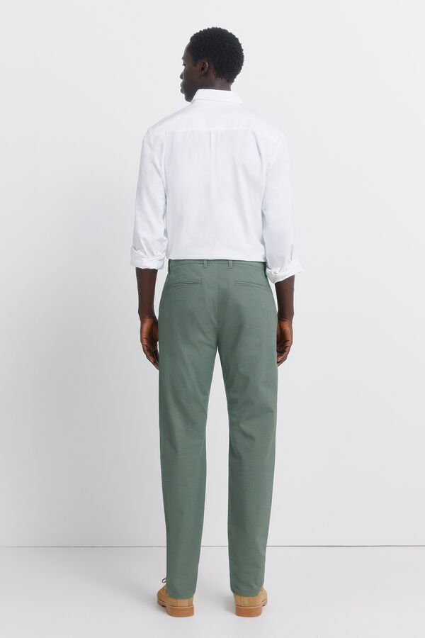 Springfield Slim fit micro-print trousers green