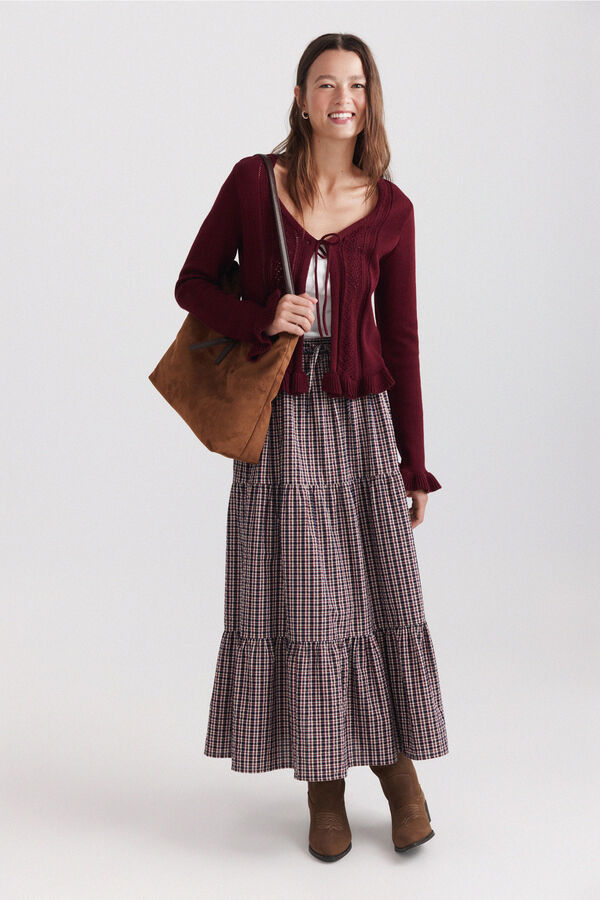 Springfield Thin ruffle cardigan red