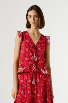 Pepe Jeans Top sem mangas com folhos