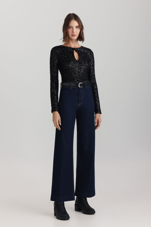Springfield Sequin long sleeve T-shirt black