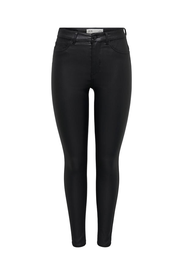 Springfield Skinny fit high-waist waxed-effect trousers black