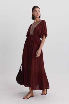 Springfield Embroidered neckline midi dress