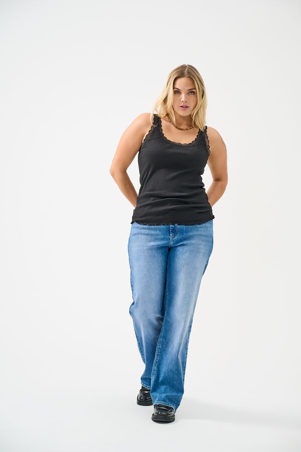 Only Carmakoma Top con encaje talla grande negro