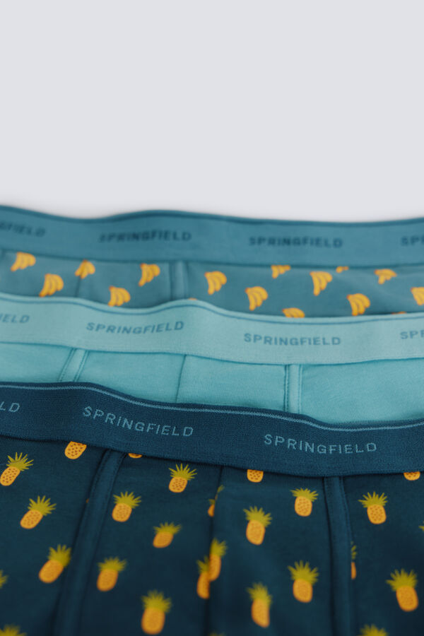 Springfield 2-pack pineapple & banana print boxers blue