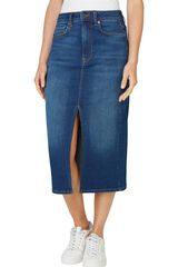 Pepe Jeans Slim Fit Denim Midi Skirt Plava