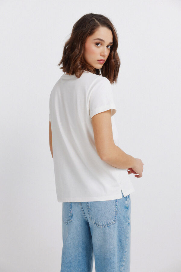 Springfield Printed short sleeve T-shirt beige