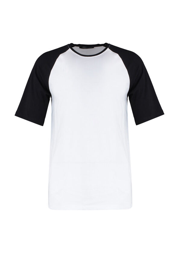 Trendyol Camiseta mangas bicolor negro
