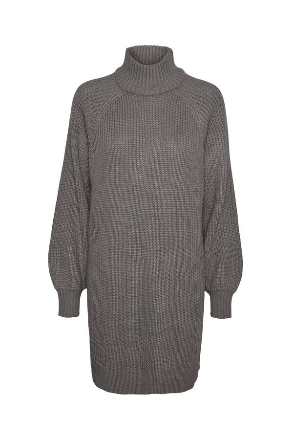 Noisy May high neck ribbed jersey-knit dress grey