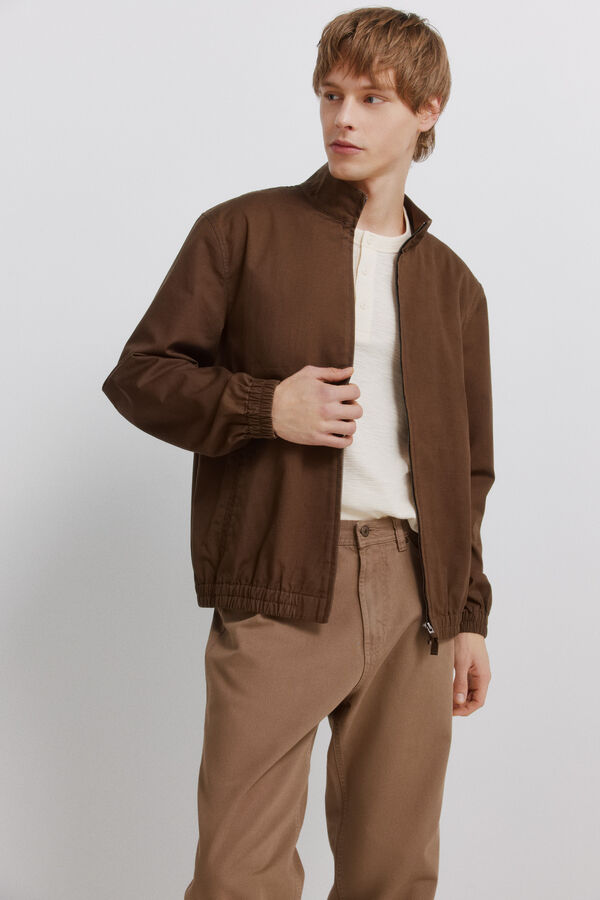 Springfield 5-pocket washed straight fit trousers nude