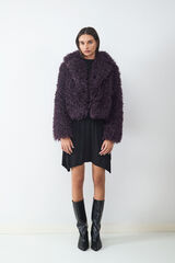 Balmohk Abrigo efecto pelo solapa morado/lila