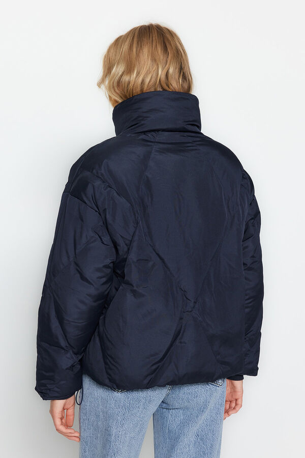 Trendyol Puffer coat with high neck blue