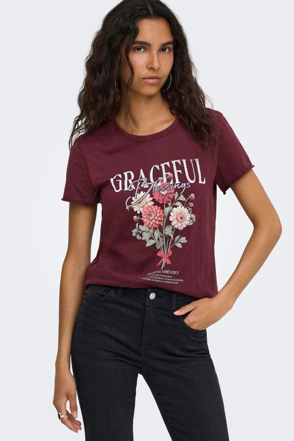 Only Printed short-sleeved T-shirt brown