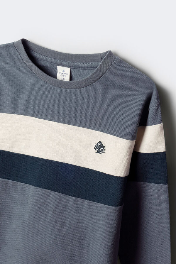 Springfield Kids Camiseta tricolor de manga comprida para menino azul