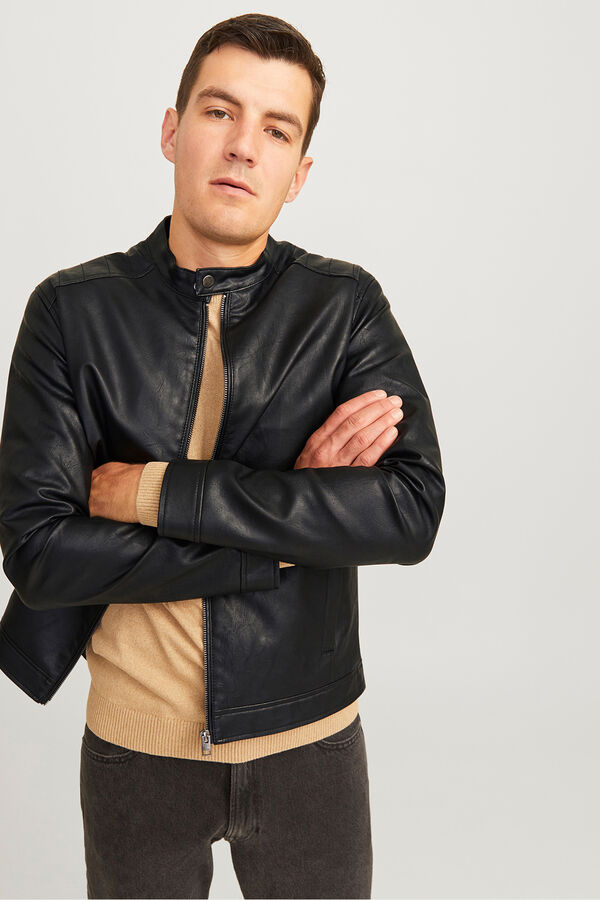 JJ REBEL Chaqueta biker sint&eacute;tica corta negro