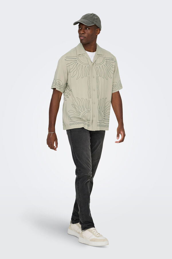 Only & Sons Kurzarm-Hemd Gr&uuml;n