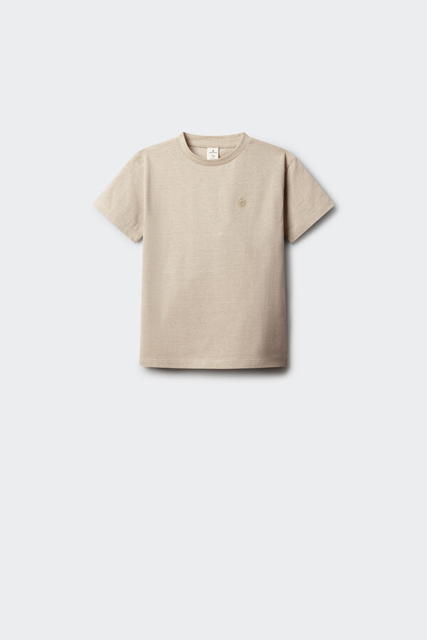 Springfield Kids Dečija mikroprugasta majica kratkih rukava Bež