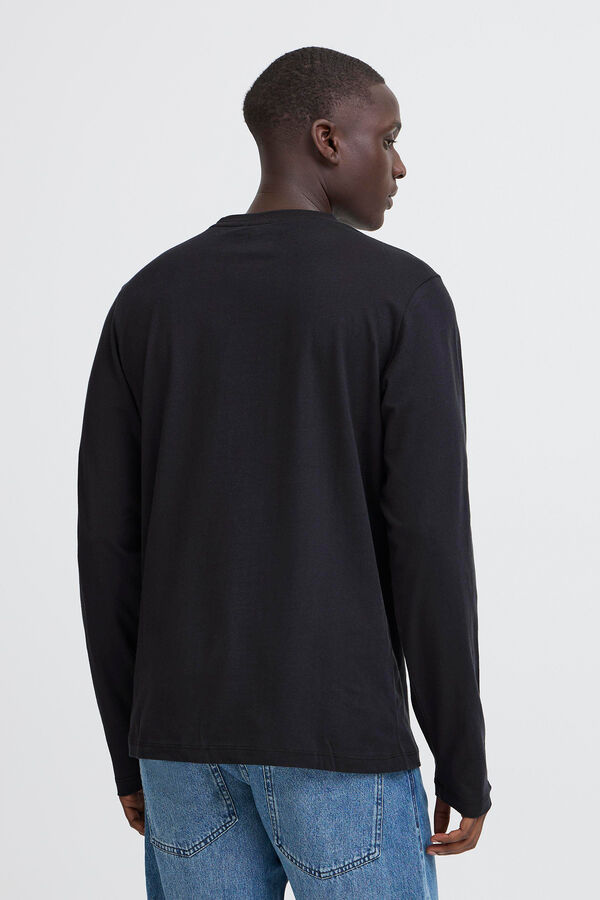 Blend Camiseta manga comprida com logo  preto