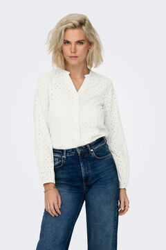 Springfield Broderie anglaise long-sleeved blouse white