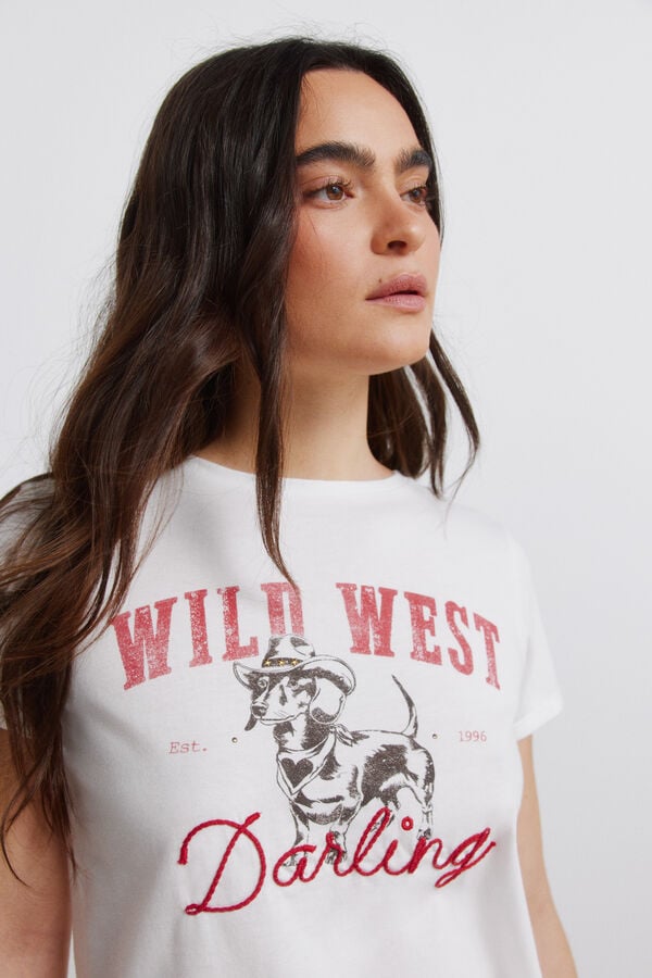 Springfield Cotton short sleeve T-shirt "cowgirl" brown