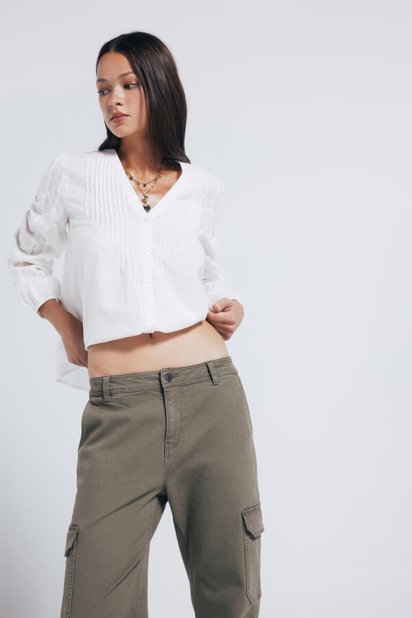 Springfield Pantalones cargo algodón kaki