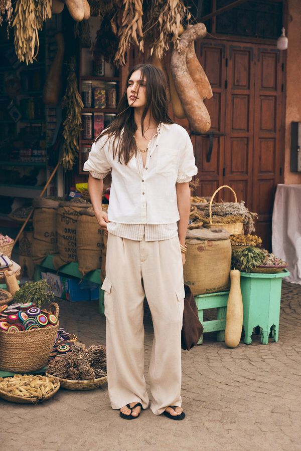 Springfield Linen short sleeve shirt brown