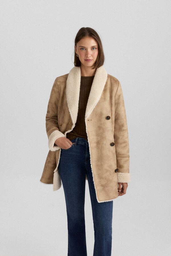 Springfield Suede-effect double-faced coat mink