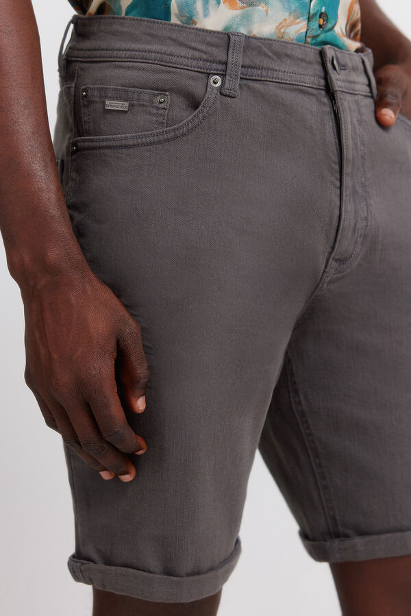 Springfield Washed 5-pocket slim fit Bermuda shorts grey