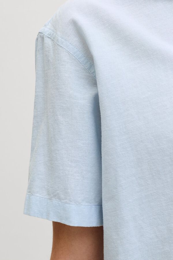 Jack & Jones Camisa lino manga corta azul