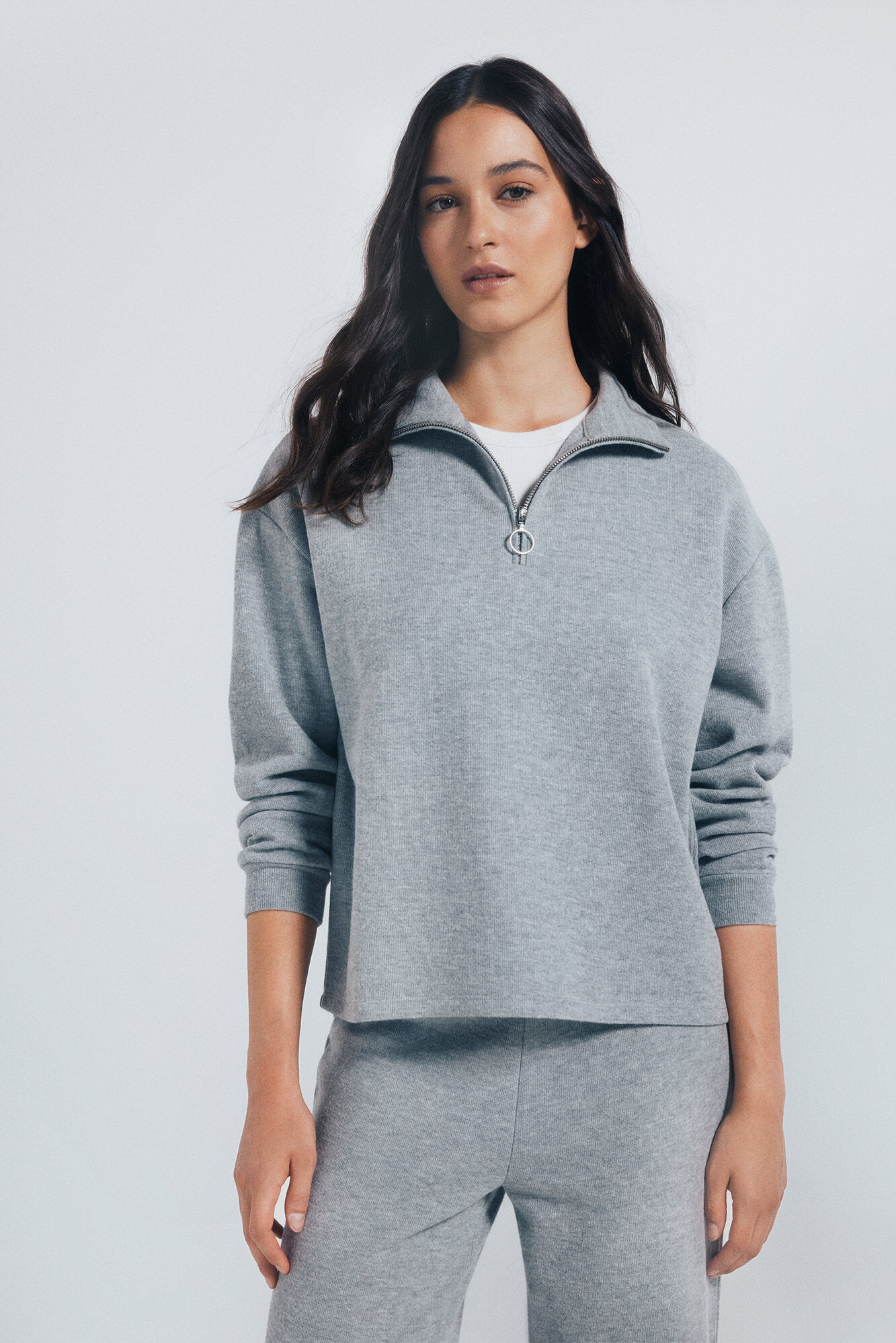 Springfield High neck sweatshirt with zip fastening