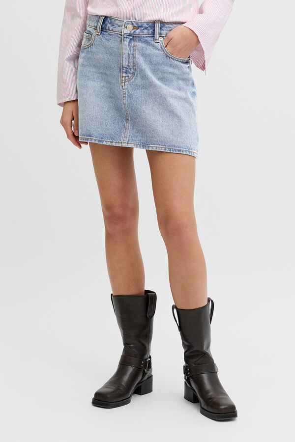 Jack & Jones Falda denim tiro medio azul