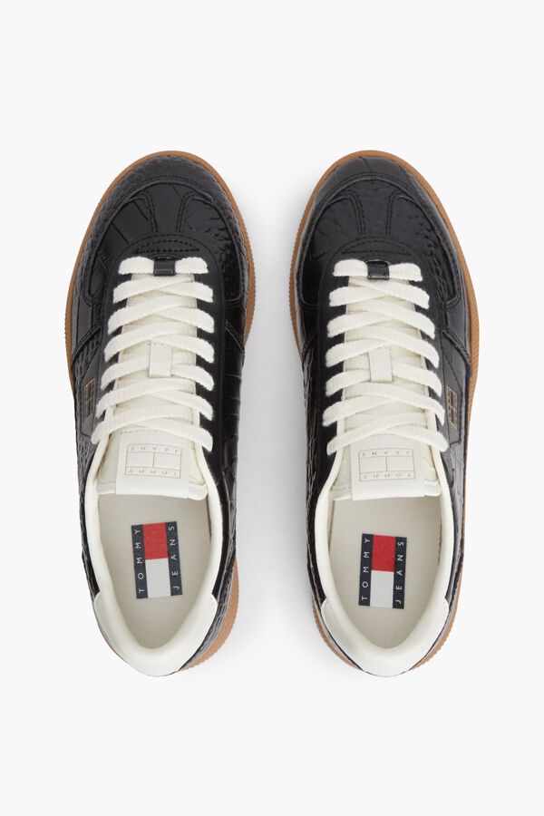 Tommy Jeans Leather sneakers with flag black