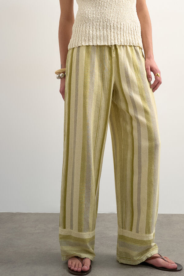 Topshop Pantal&oacute;n estampado de cord&oacute;n verde