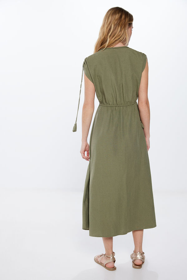 Springfield Tunikakleid Midi Baumwolle Leinen mit Print