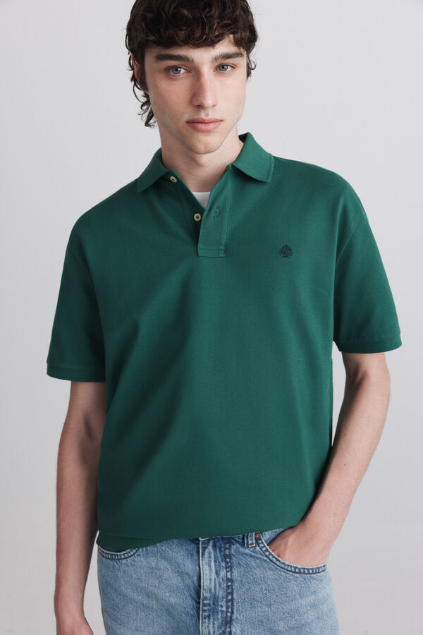 Springfield Piqu&eacute; basic regular fit polo shirt green