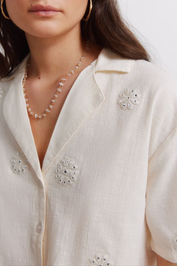 Springfield Embroidered short sleeve shirt nude