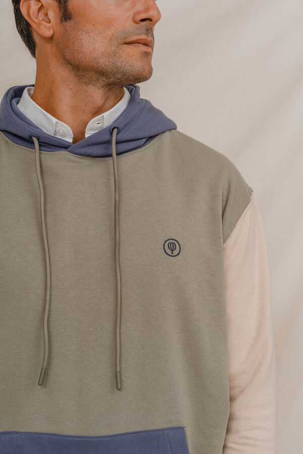 Celopman Sudadera canguro tricolor verde