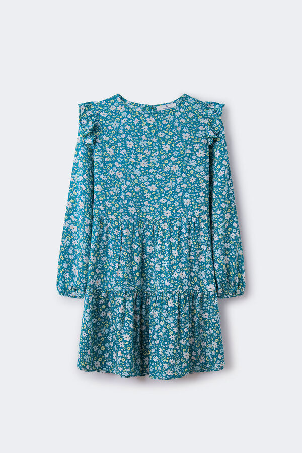 Springfield Cvetna zelena haljina za devojčice print