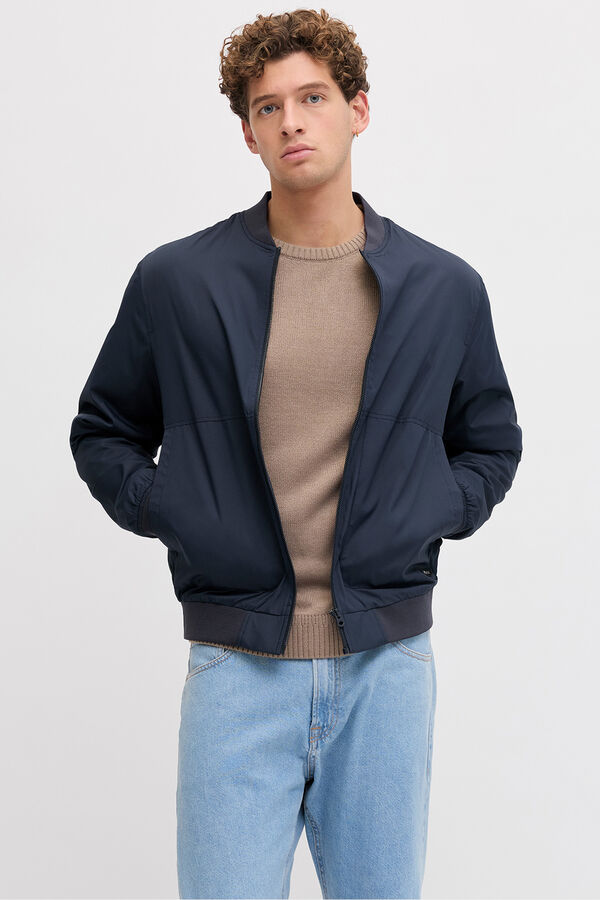 JJ REBEL Plain weave short bomber jacket blue