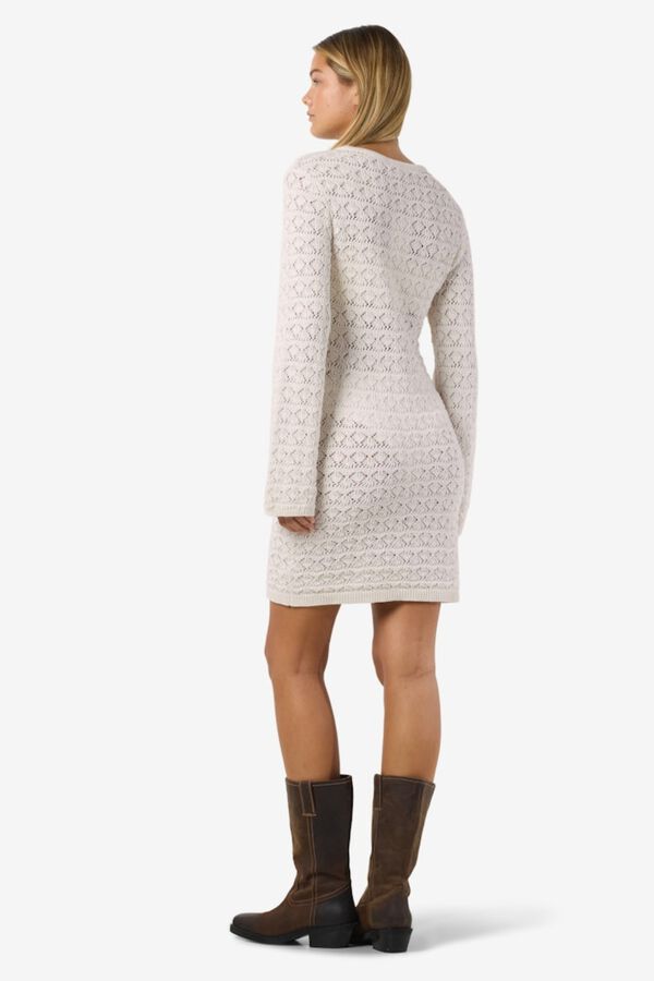 Noisy May Pointelle knit long sleeve dress grey