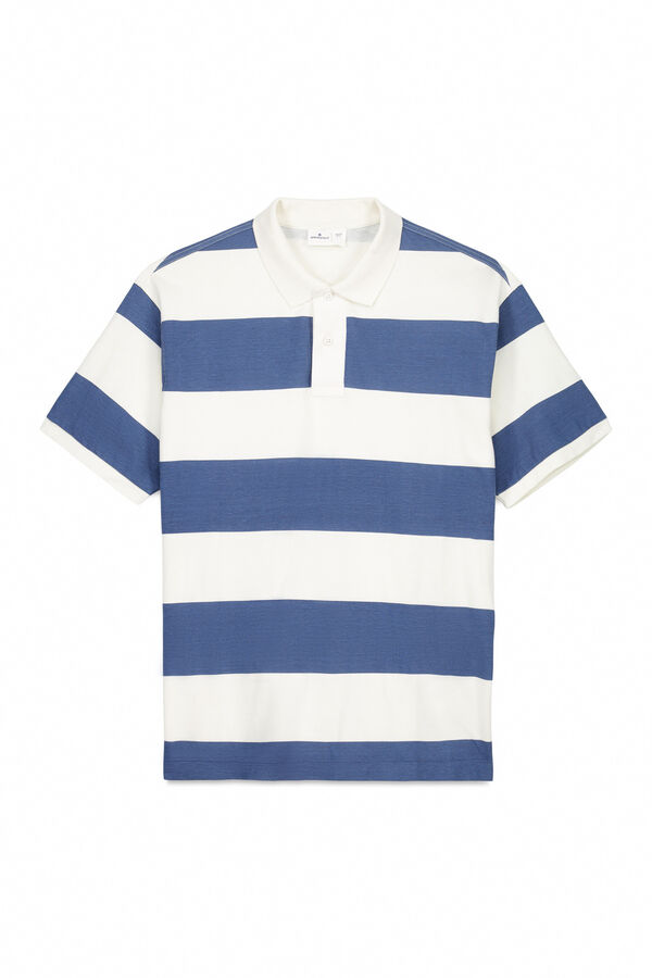 Springfield Regular fit wide striped piqué polo shirt blue