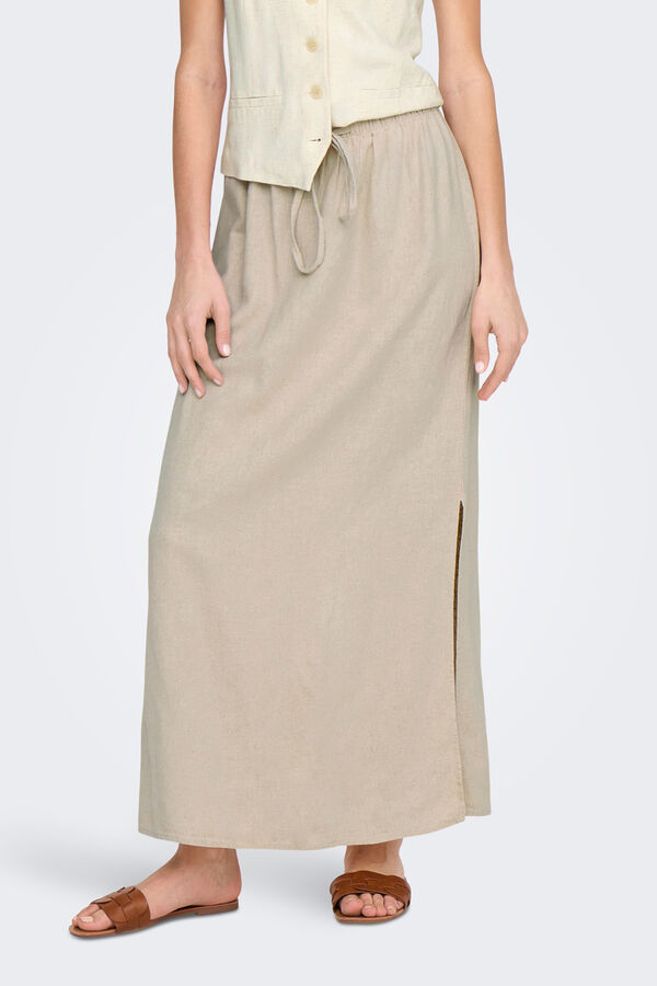 JDY Hossz&uacute; v&aacute;szonszoknya elasztikus der&eacute;kkal b&eacute;zs